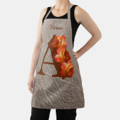 Tablier Rose orange Monogramme initial A Votre Nom (Insitu)