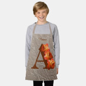 Tablier Rose orange Monogramme initial A Votre Nom Apron (Porté)