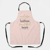 Tablier Rose Pâle Brillant Personnalisé Beau et Courageux (Recto)