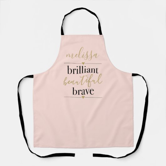 Tablier Rose Pâle Brillante Belle Brave Personnalisée (Recto)