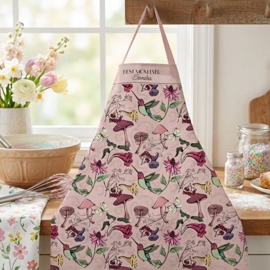 Tablier Rose Pâle Meilleure Maman Colibri