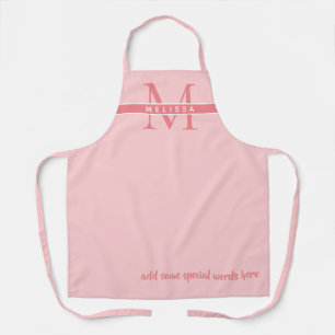 tablier rose pâle monogrammé avec son nom