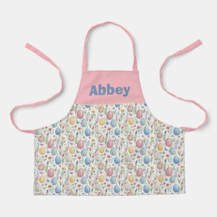 Tablier rose personnalisé avec motif d'œufs de Pâq
