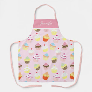 Tablier rose personnalisé pour femme Cupcake