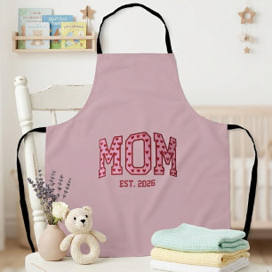 Tablier Rose Poussiéreux Maman Année d'Est Cœur Typographi