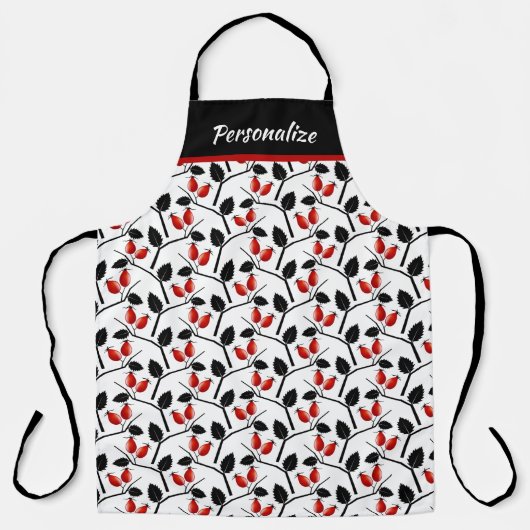 Tablier Rose rétros Floral Hippocampes rouge et noir (Recto)