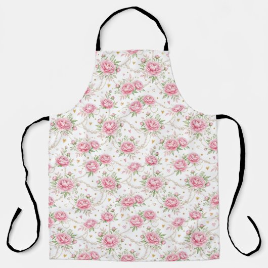Tablier Rose Romantique et Accent Doré (Recto)
