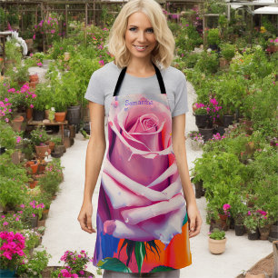 Tablier Rose Rose Bohème Gras Artistiques Personnalisées