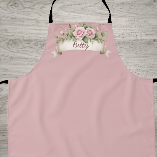 Tablier Rose Rose Pâle Custom Nom