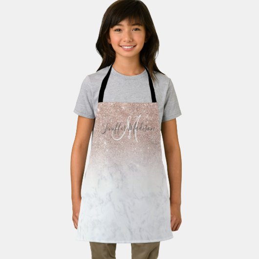 Tablier Rose rose rose or parties scintillant marbre blanc (Insitu)