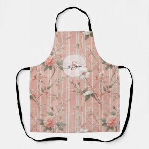 Tablier Rose rose vintage sur Arrière - plan rose rayé