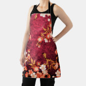 TABLIER ROSE ROUGE BLANC FLEURS DE PRINTEMPS JAPONAIS FLOR (Insitu)