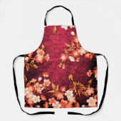 TABLIER ROSE ROUGE BLANC FLEURS DE PRINTEMPS JAPONAIS FLOR (Recto)