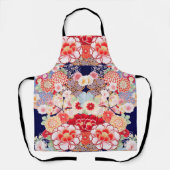 Tablier ROSE ROUGE BLANC FLEURS pivoines, Floral japonais (Recto)