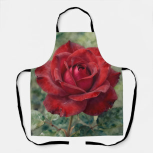 Tablier Rose Rouge Profonde Romantique en Fleur