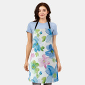 Tablier Rose vert bleu floral chic (Porté)