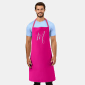 Tablier rose vif - monogramme chic (Porté)