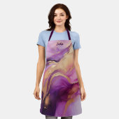 Tablier Rose violet moderne et or (Porté)