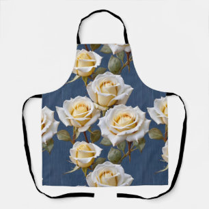 Tablier Roses blanches délicates et roses jaunes pâles