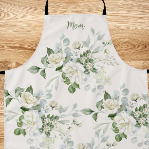 Tablier Roses blanches personnalisées Fête des Mères