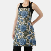 Tablier Roses Bleus Et Feuilles Verts, (Insitu)