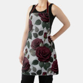 Tablier Roses Bourguignon Foncé Semblable à du Velours Ave (Insitu)