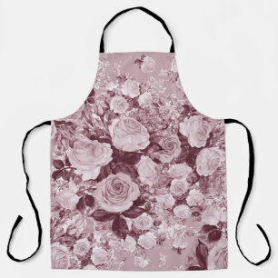 Tablier Roses de thé : Motif Bouquet d'aquarelle.