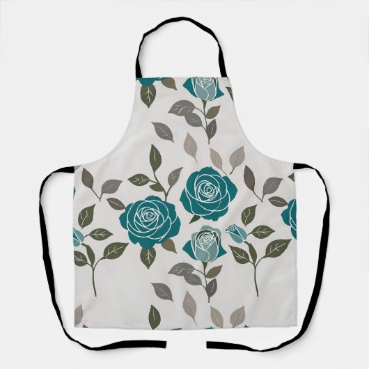 Tablier Roses Dessinés Dans Des Bleus Et Des Verts Atténué (Recto)