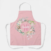 Tablier Roses d'été chic blush rose monogramme initial  (Recto)