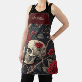 Tablier Roses du crâne gothique rouge (Insitu)