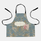 Tablier Roses en Damas doré Élégant Chic (Recto)