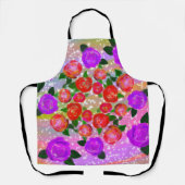 Tablier Roses en violet, rose et étincelles (Recto)