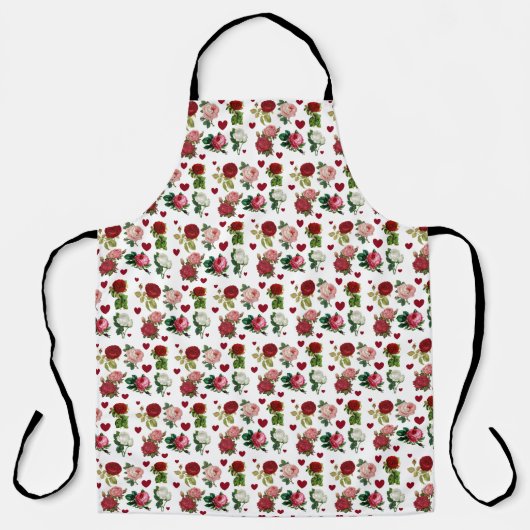 Tablier Roses et coeurs Saint Valentin Cuisine Apron (Recto)