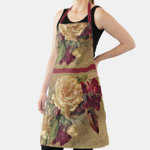 Tablier Roses / Fleurs de Noël de style vintage