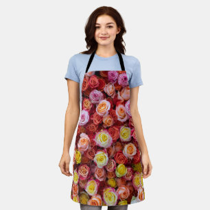 Tablier Roses Florales de Couleurs Mixtes Vibrantes