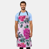 Tablier Roses opulents à l'aquarelle dessinée à la main. M (Porté)