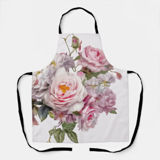 Tablier Roses Romantiques & Pivoines Blanches Floral