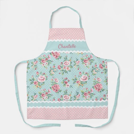 Tablier Roses roses blanches blanches À petits pois blancs (Recto)