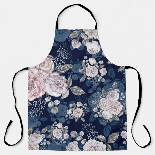 Tablier Roses roses roses Bleu foncé : Vintage (Recto)