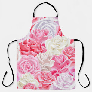 Tablier roses roses roses rose et blanc sans couture motif