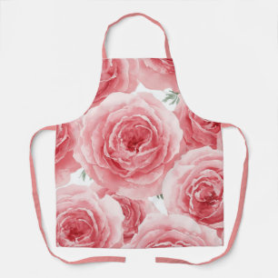 Tablier Roses Rouges Aquarelle Fleurs Motif Pétales Roses