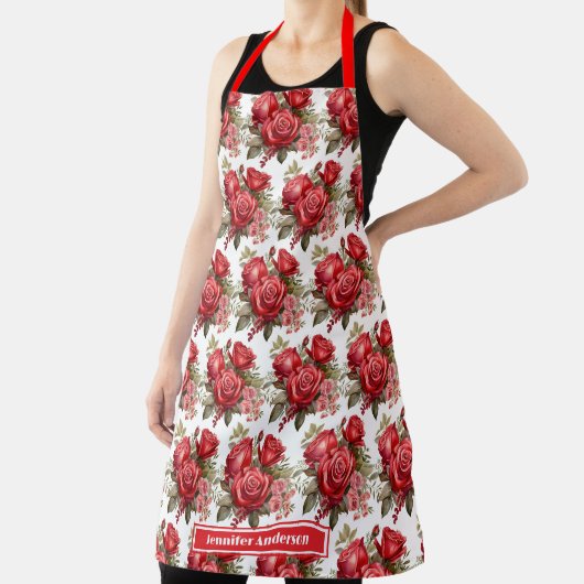Tablier Roses Rouges Élégant Floral (Insitu)
