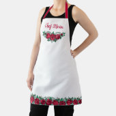 Tablier Roses rouges et nom en script (Insitu)