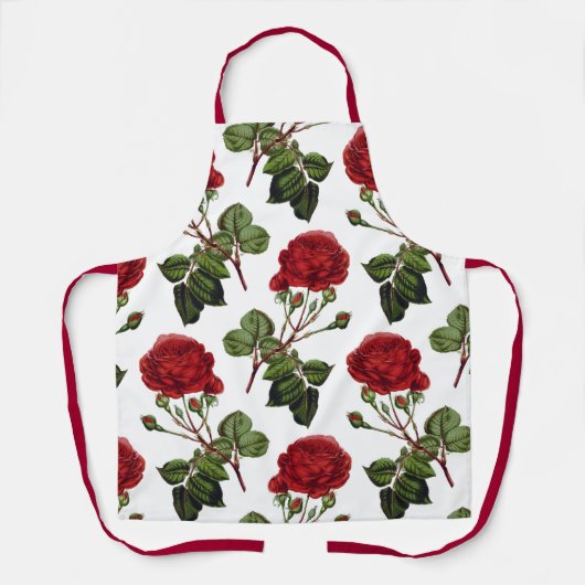 Tablier Roses rouges foncées en pleine floraison (Recto)