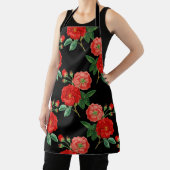 Tablier Roses rouges, fond noir, (Insitu)