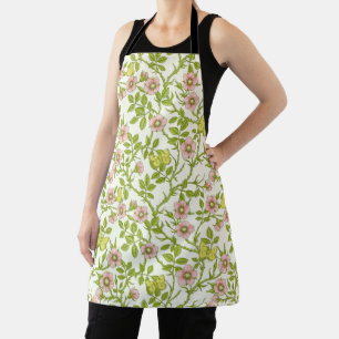 Tablier Roses sauvages et papillons /rose/vert pâle/jaune