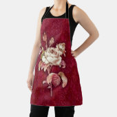 Tablier Roses sur fond rouge texturé (Insitu)