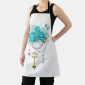 Tablier Roses turquoise avec touches (Insitu)