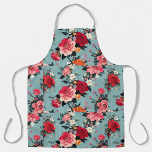 Tablier Roses vintages et fleurs sur un Arrière - plan ble