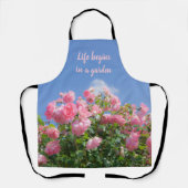 Tablier Rosier rose sous ciel bleu, coutume (Recto)